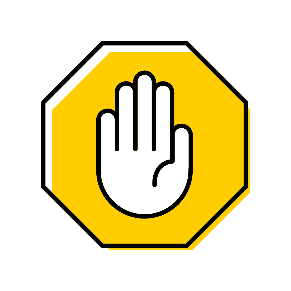 Stop sign with palm-facing hand