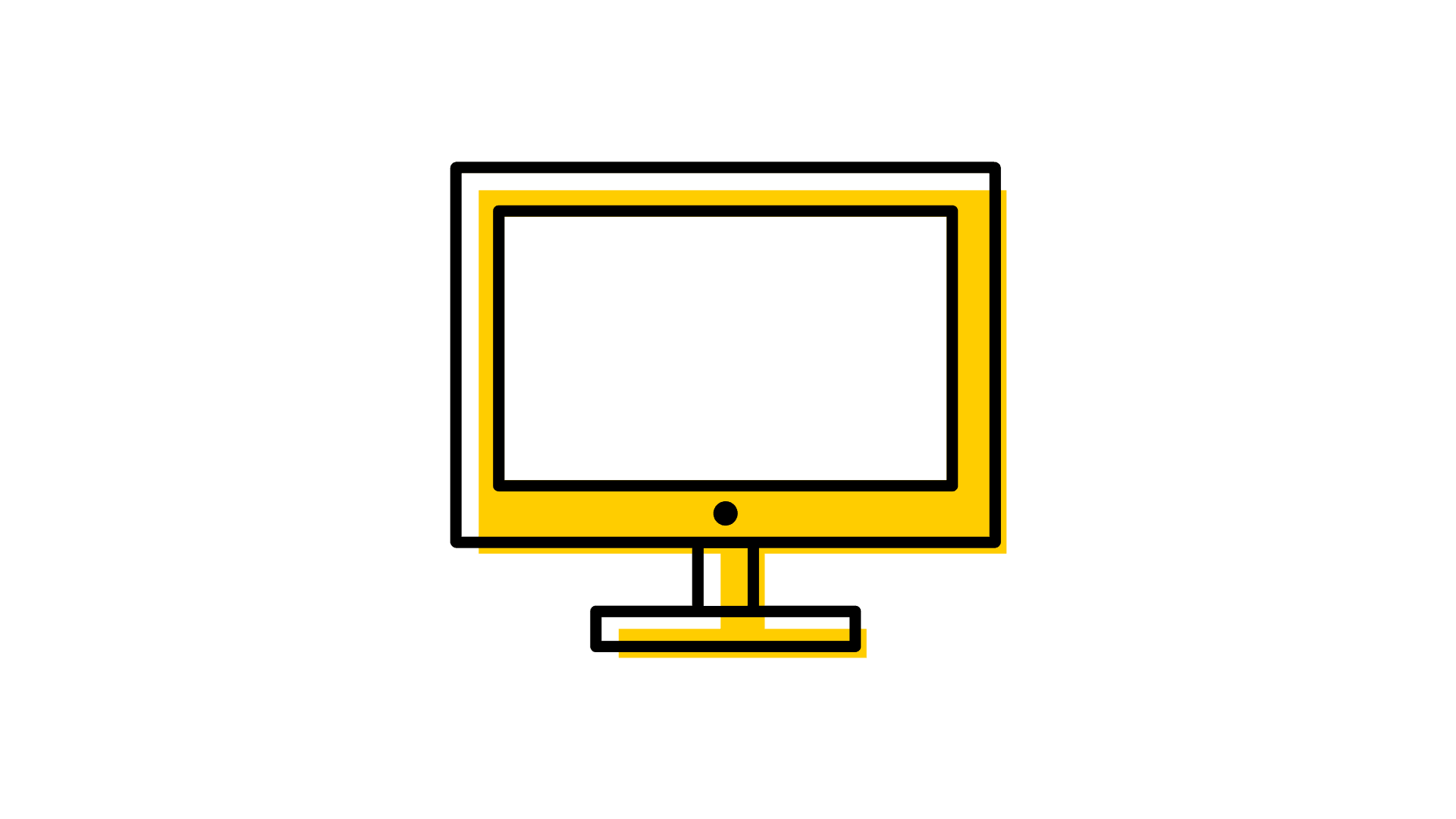 Black and gold icon of a computer monitor.