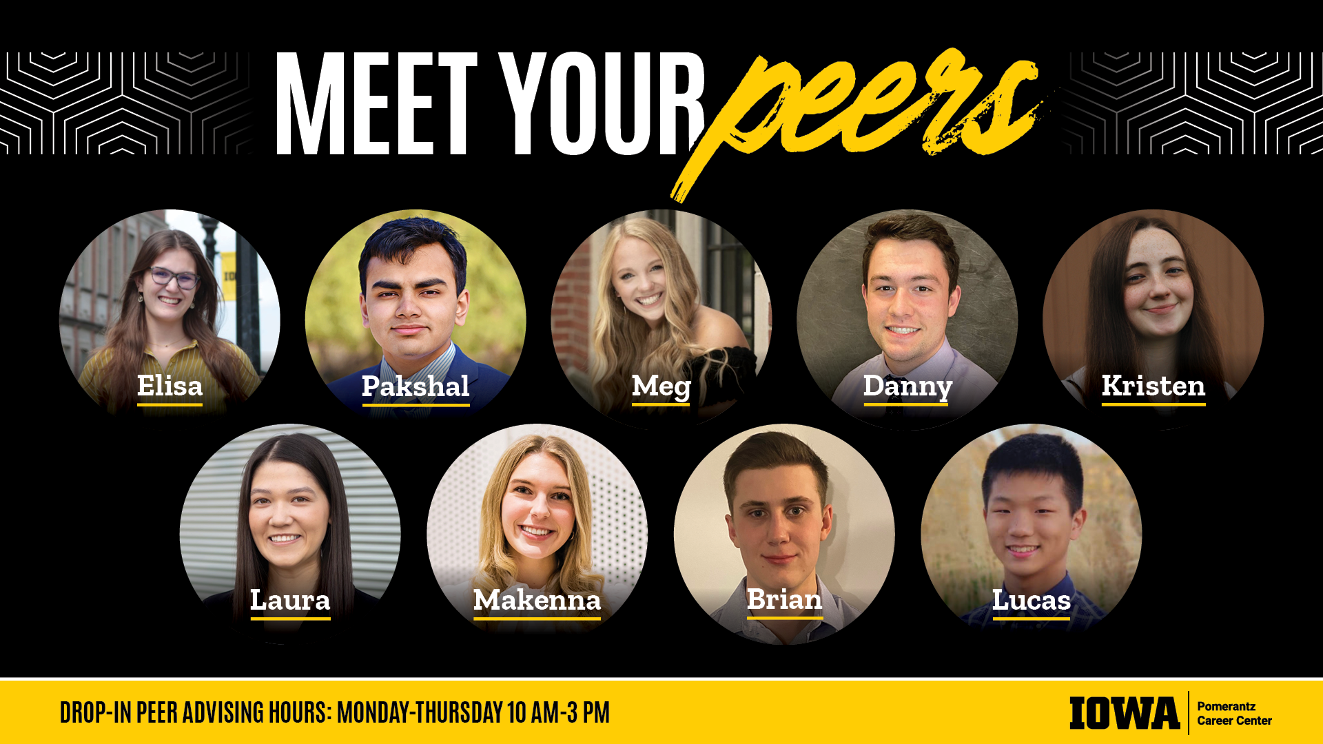 Photos of career peer advisors