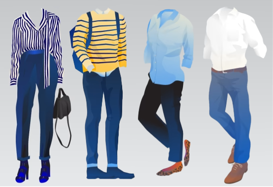 Illustrations of business and smart casual outfits