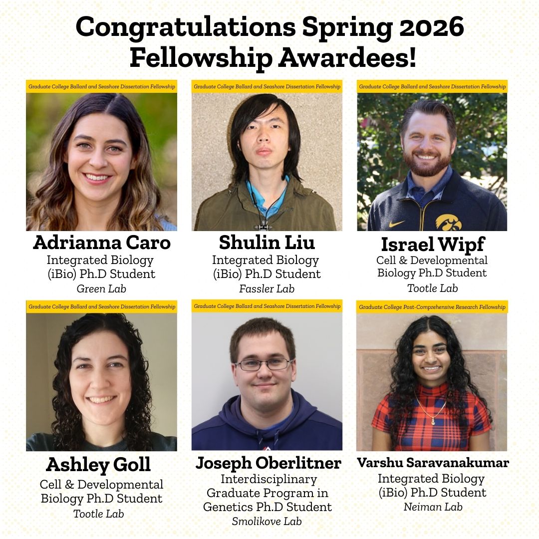 Biology Graduate Students receive Spring 2026 Fellowships