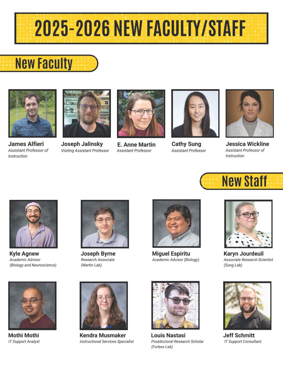 New Faculty and Staff