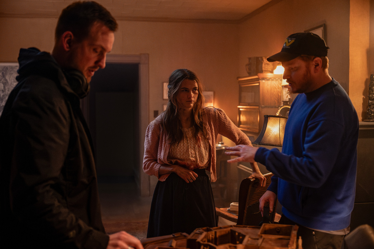 Scott Beck and Bryan Woods on the set of Heretic