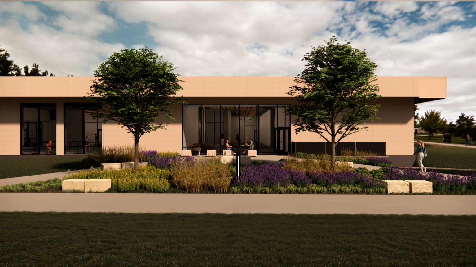 Architectural rendering of the new Dance Building's main entrance