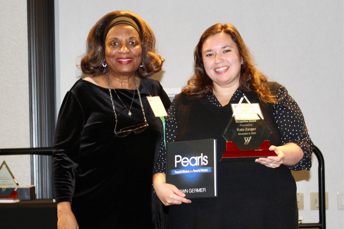 Mandy Powers accepts an award