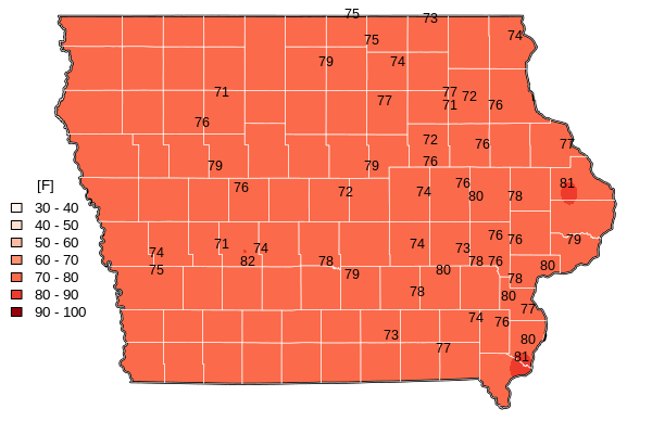 July 2025 Average Soil Temperature Map 