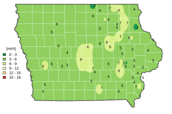 June Average Wind Speed Map