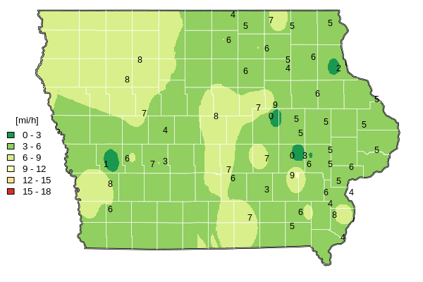October 2025 Average Wind Speed Map