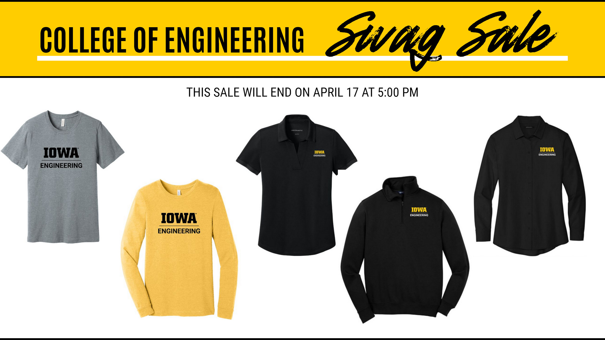 Graphic depicts apparel items branded with Iowa Engineering