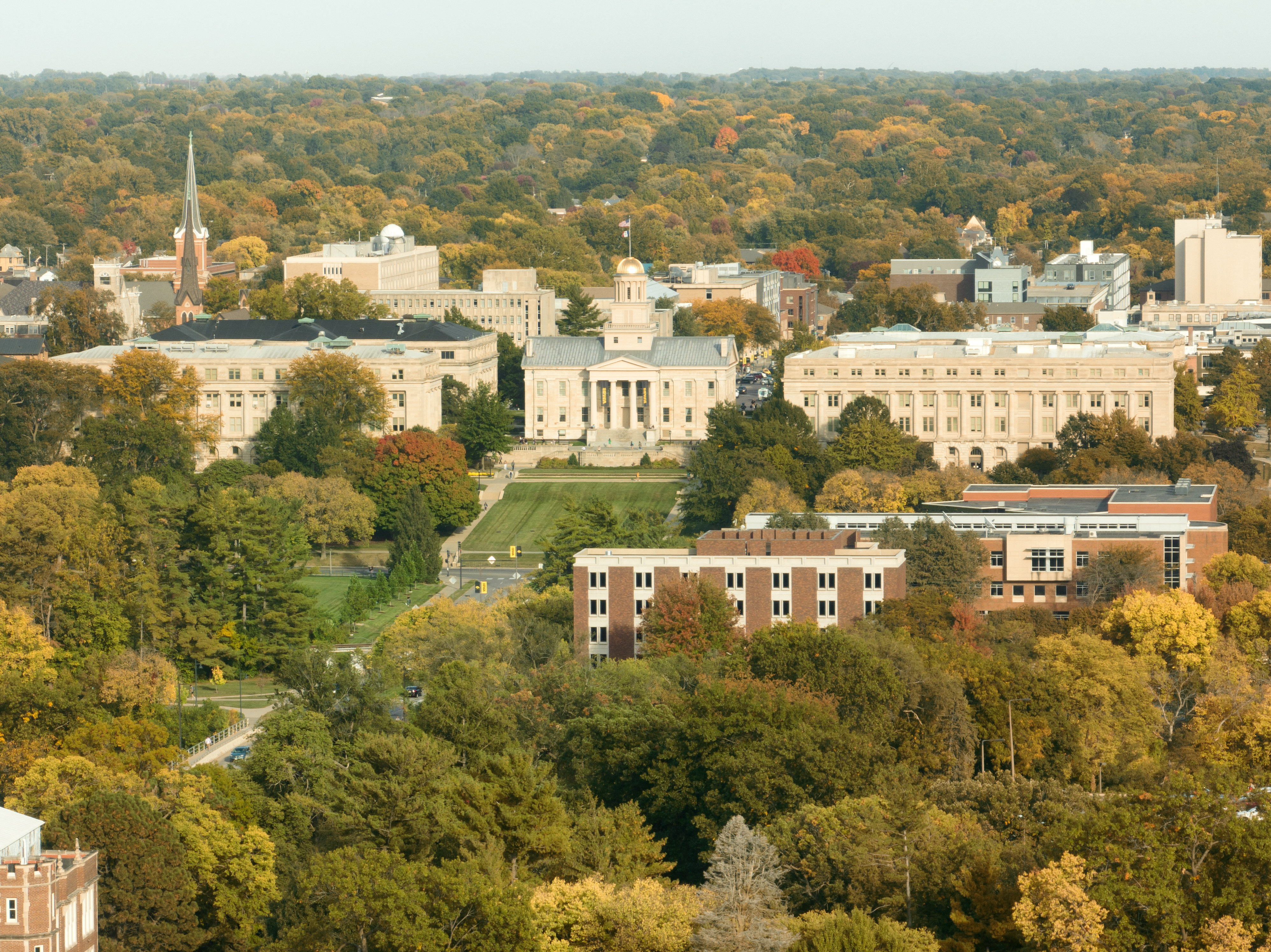 Fall campus drone image