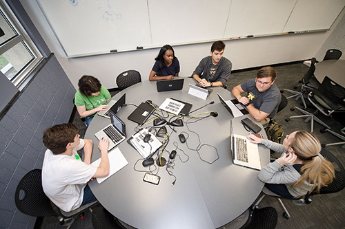 UI students use the technology in a TILE active learning classroom.