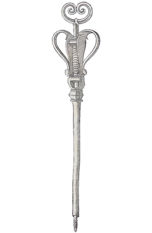 An ornate drill from Gessner's Chirurgia, 1555.
