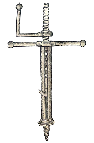 An ornate drill from Pare's Opera, 1582.