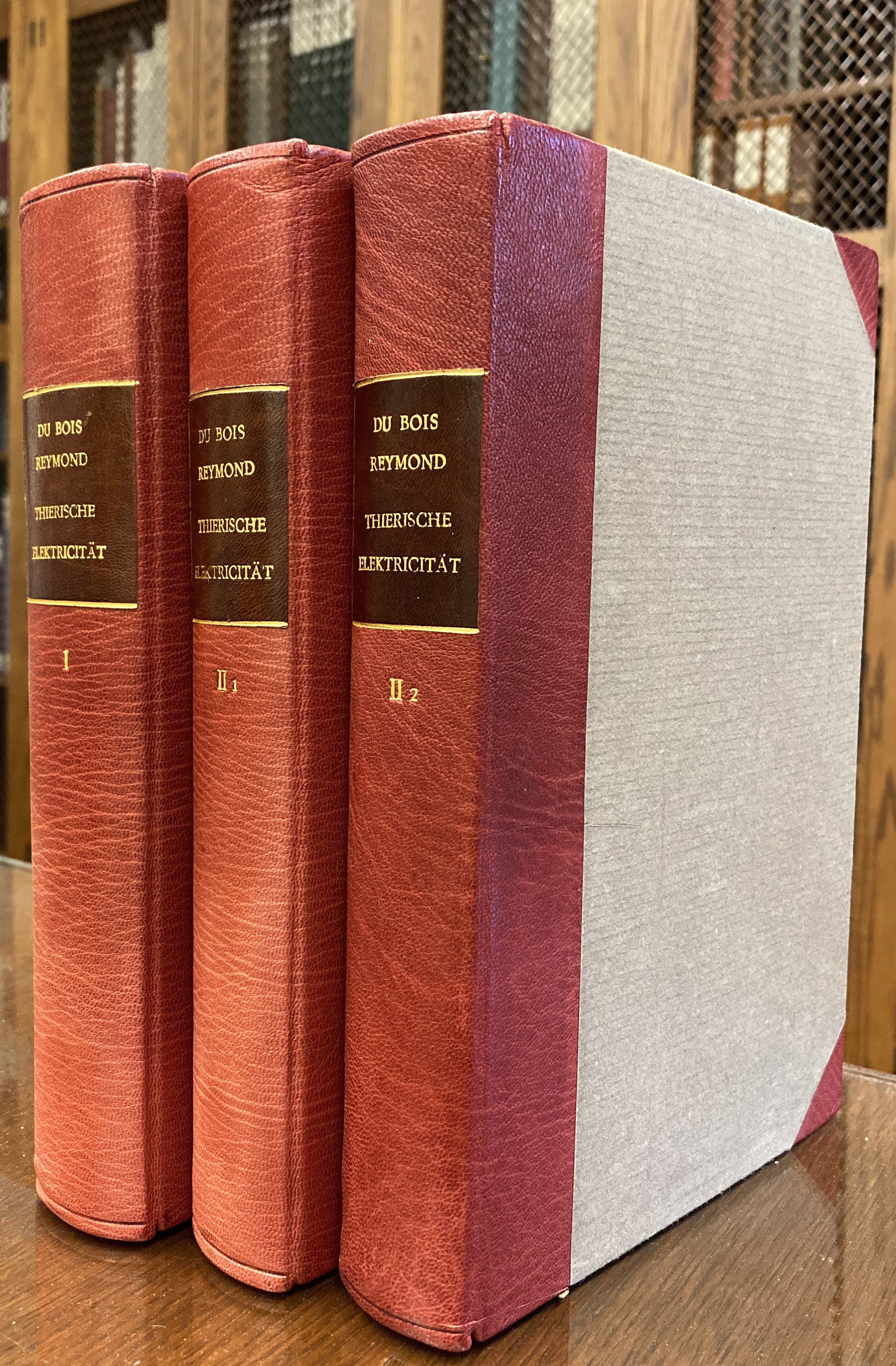 Volumes I and II (part 1 and part 2) of Emil Heinrich Dubois-Reymond's Untersuchungen &uuml;ber thierische Elektricit&auml;t.