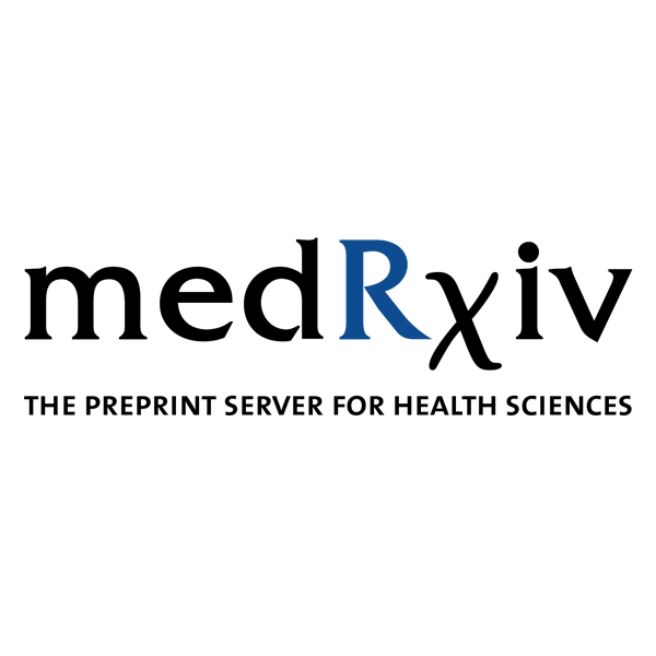 Centered medRXiv logo (black text with the R in blue) with the text, "the preprint server for health sciences" in black below, all on a white background.