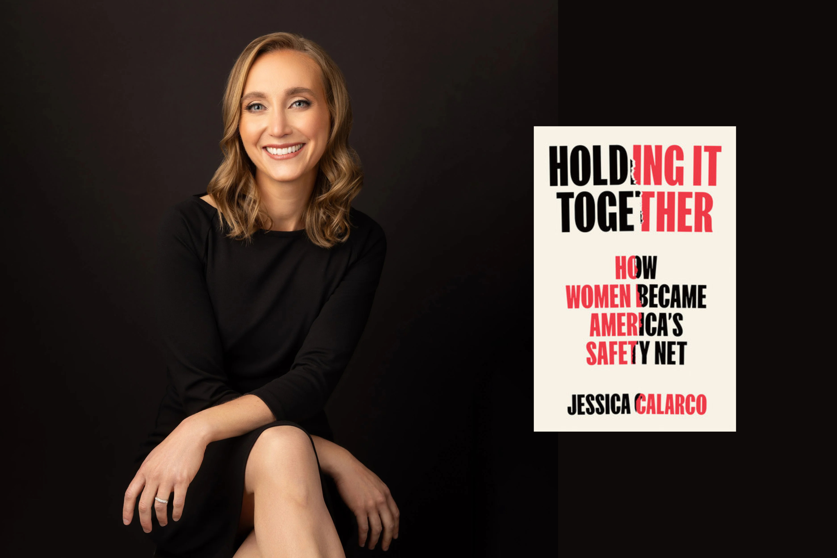 Jessica Calarco and her book cover for Holding it Together
