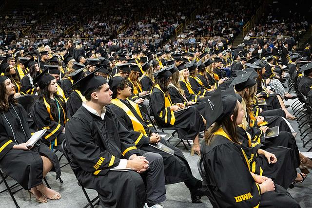 Students at a commencement ceremony