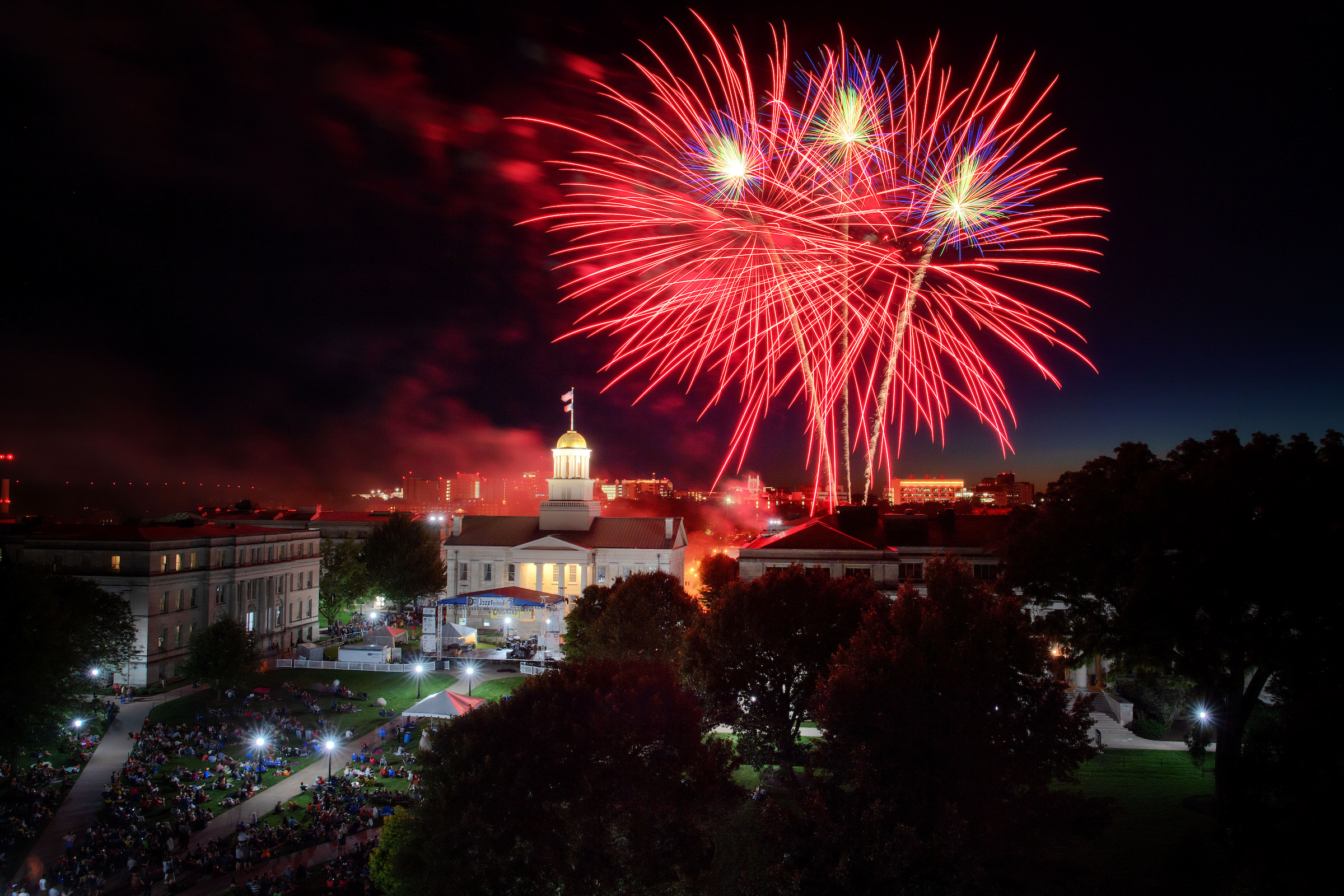 Fireworks over Old Capitol building