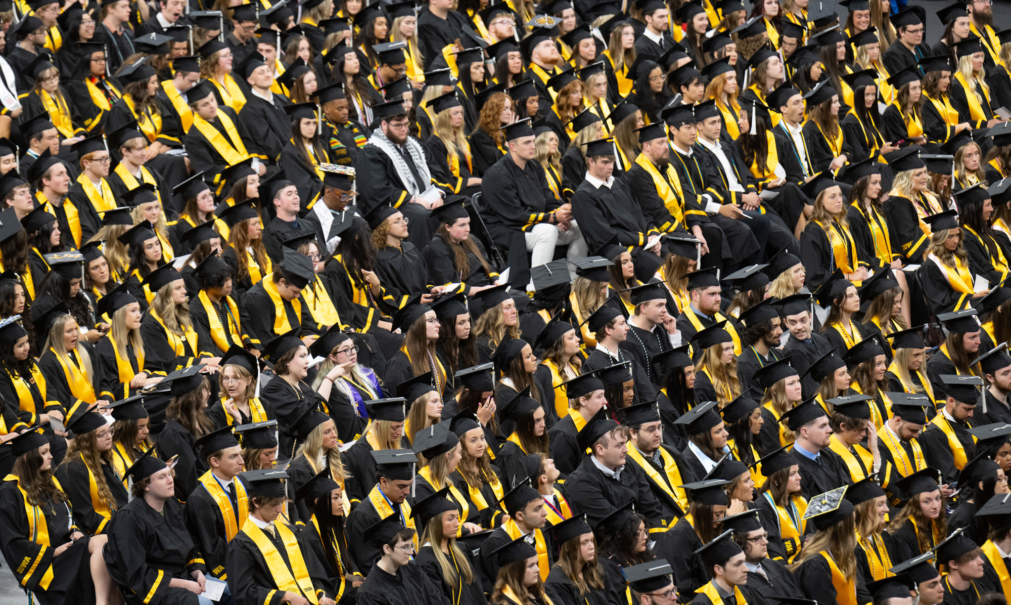 Graduates seated at the College of Liberal Arts and Sciences commencement ceremony