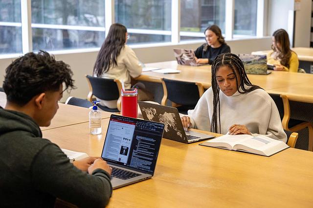 Iowa Law students studying at Boyd Law Building