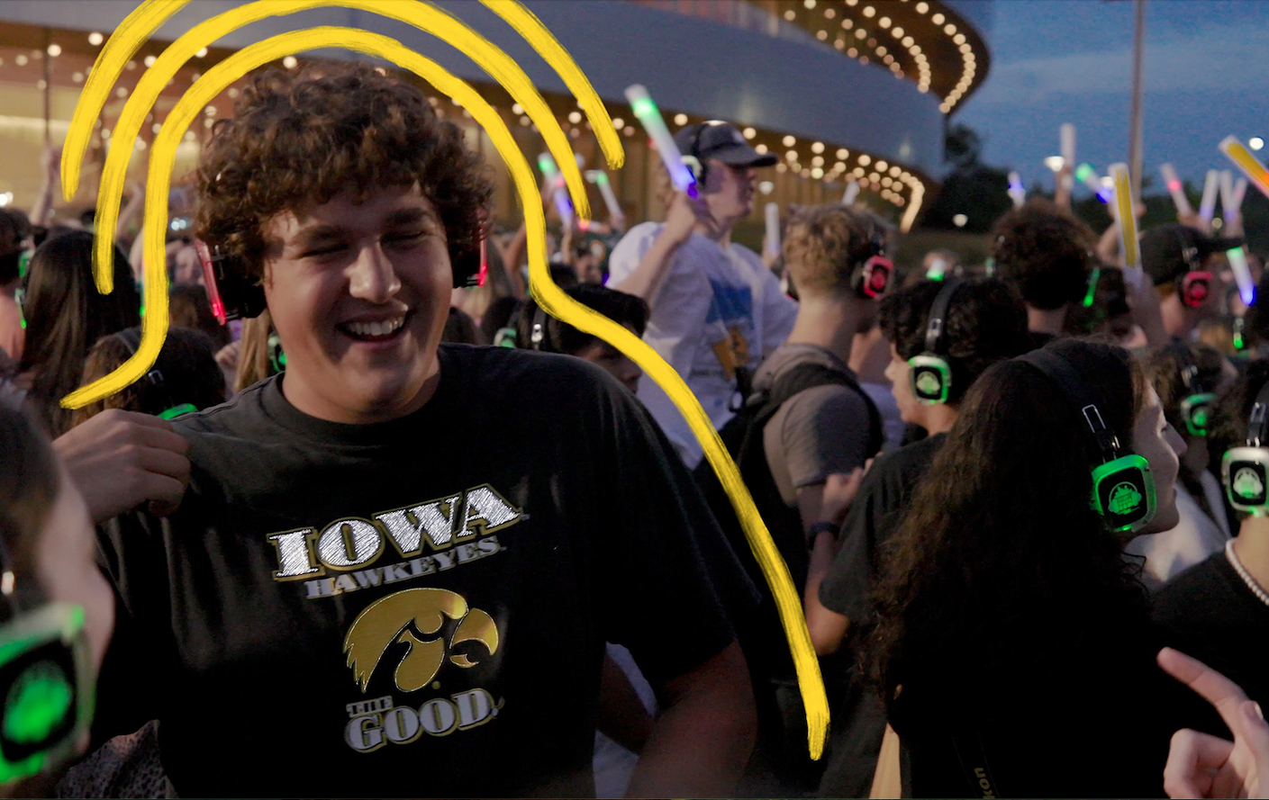 Still image of students dancing in new commercial 