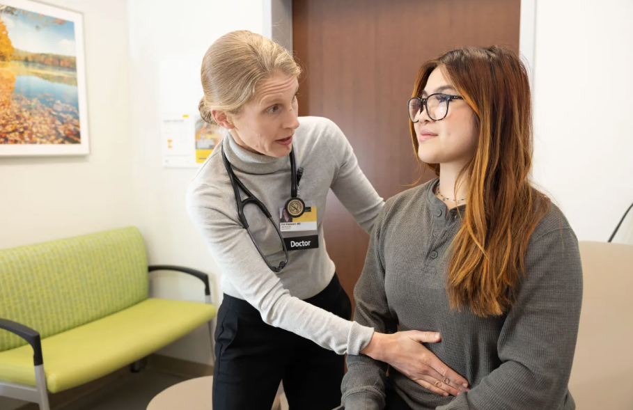 A doctor and patient at a UI Health Care family medicine visit