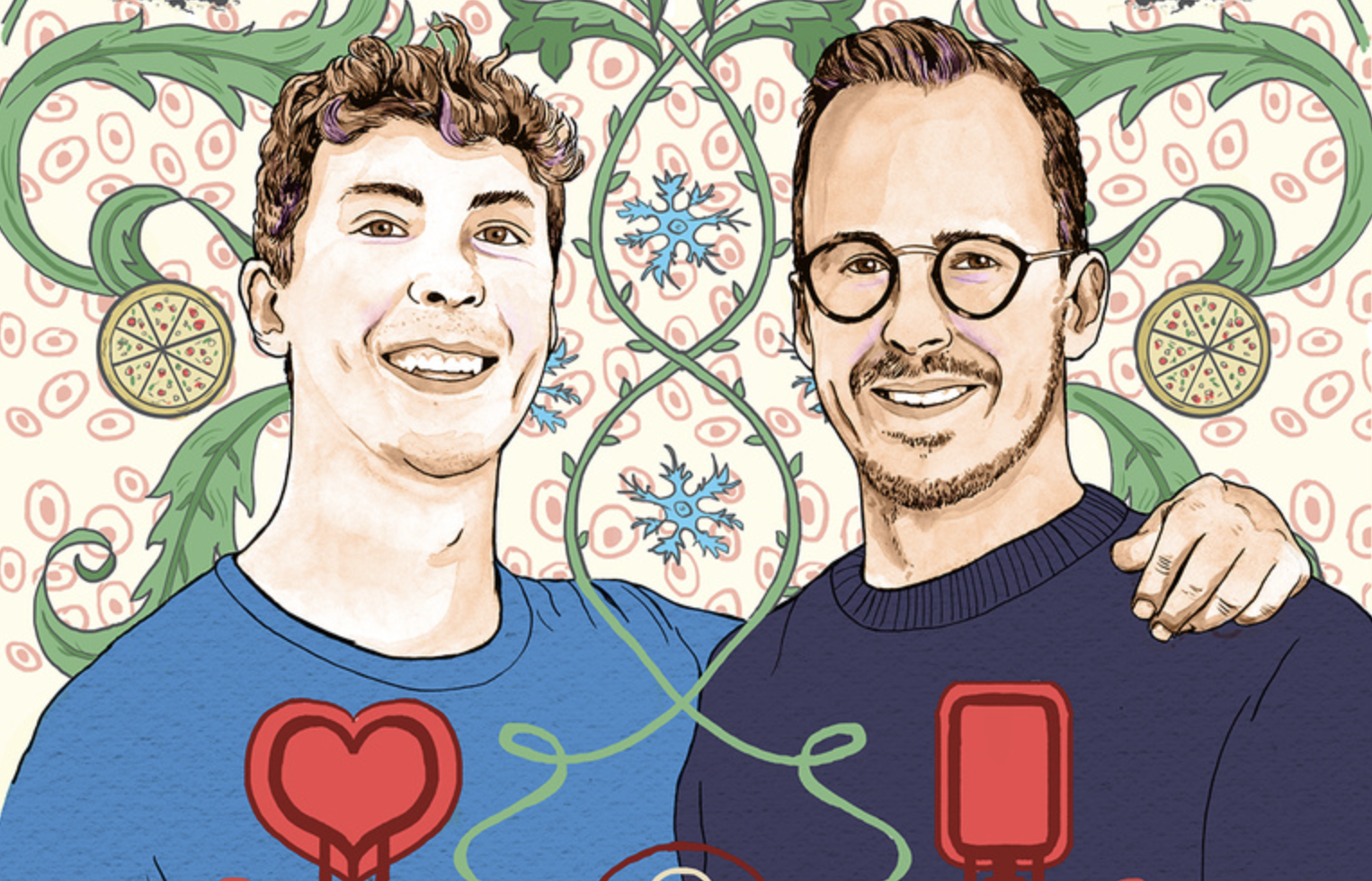 Drawing of Ethan Wattleworth and Hannes Weissensteiner