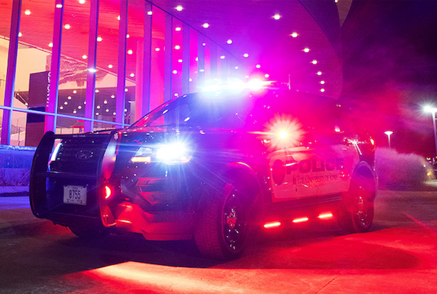 UI police vehicle with flashing lights