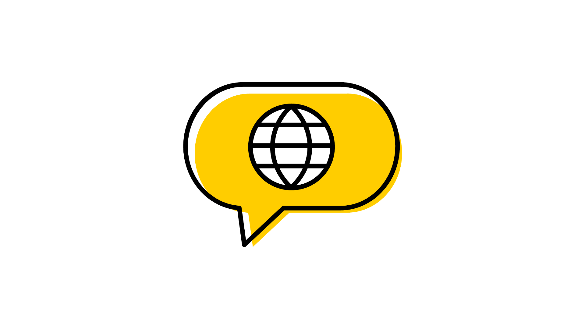 Speech bubble icon with Internet symbol inside