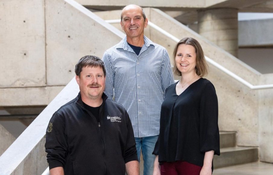 Iowa Neuroscience Institute researchers (from left) Levi Sowers, Andrew Russo, and Rainbo Hultman are researching faster migraine relief.