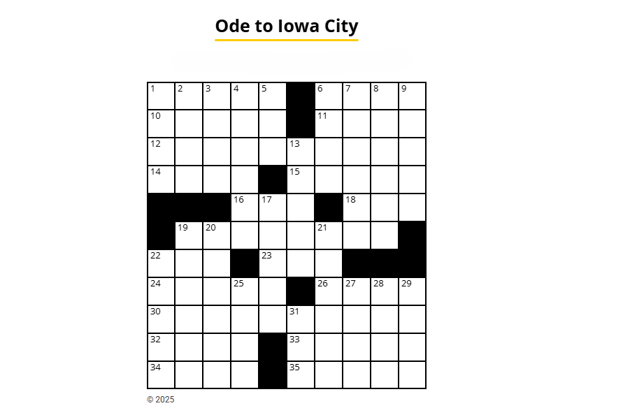 The Ode to Iowa City crossword puzzle.