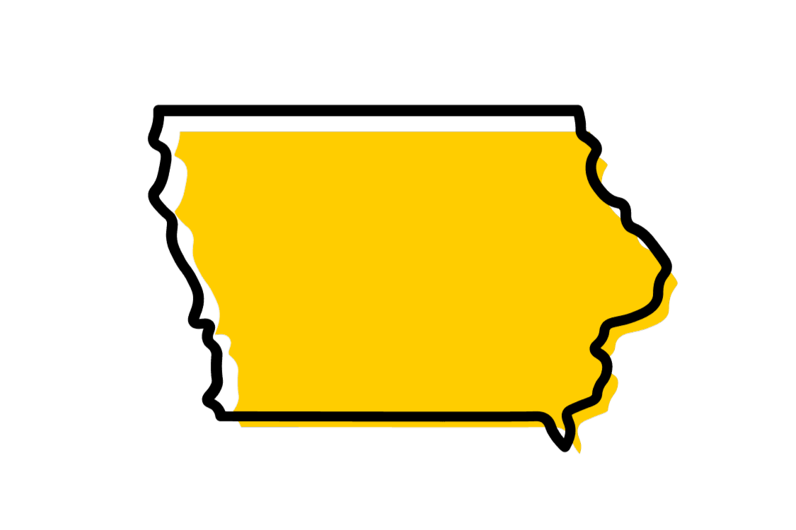 A black and gold state of Iowa.